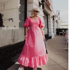 The Drop Women's Carmine Rose Tie-Back Cutout-Waist Maxi Dress NWOT